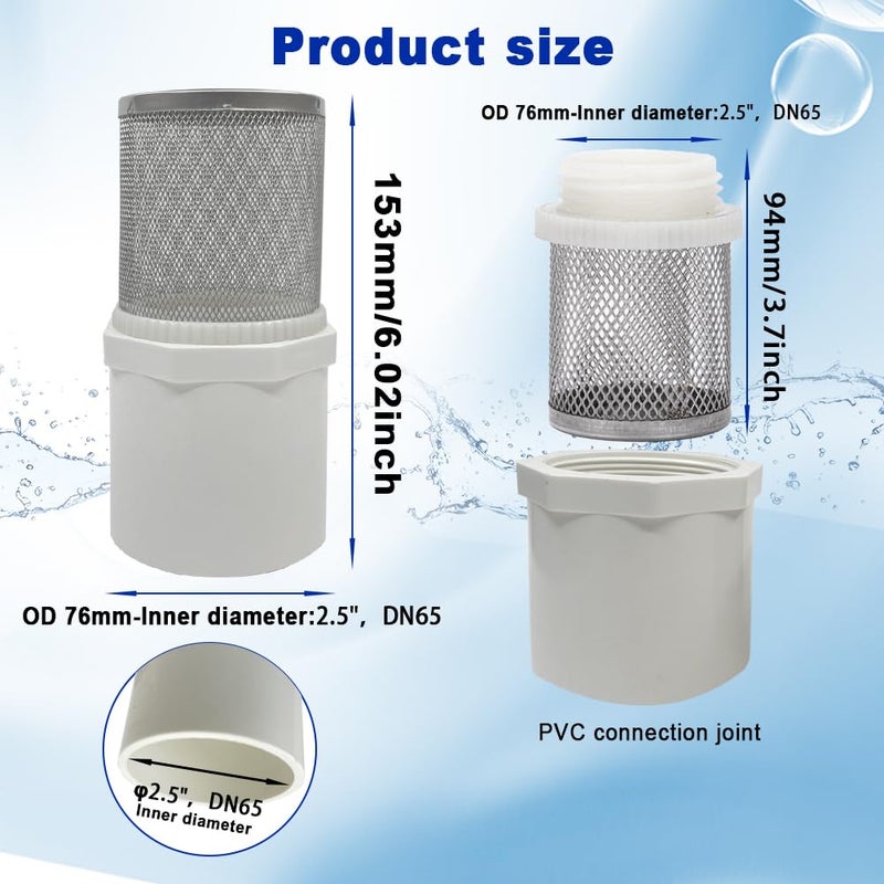 AIMCOCO Store 2.5" Stainless Steel Filter DN65/2.5inch Suction Strainers Used to Remove Debris and Reduce Solid Entry - Image 4